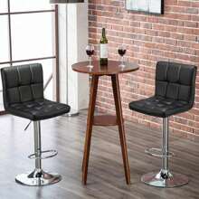 2pcs Adjustable Modern Bar Stools Swivel PU Leather Stool Chair Back Kitchen Island Counter Height Swivel Bar Stool