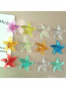 12pcs Colorful Starfish - Made Of Plastic, Oval Shaped, Suitable For Whiteboard And Fridge Decoration For Kitchen & Office, Ocean Themed Home Decor, Office Supplies| Starfish Magnets| Plastic Magnets, Magnetic Decorations