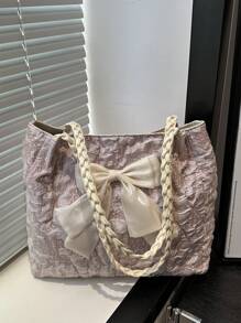 Bow Accent One Shoulder Tote Bag, Vacation Style