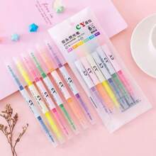 Set da 6 colori Evidenziatore a doppia punta, pennarelli fluorescenti per disegno, forniture per ufficio e scuola, utili per studenti, graffiti e dipinti ad acquarello