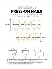 Unhas postiças de comprimento médio com estampa de grafite multicolorido e estilo punk, removíveis e usáveis, coloridas e frescas, 24 adesivos para nail art, convenientes para sair e tirar férias