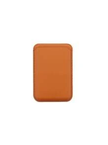 1 pieza Soporte de tarjetas magnético de piel sintética, estuche compacto y práctico para tarjetas, compatible con 12/13/14/15/16 con pegatina trasera para almacenar tarjetas bancarias/de identificación/de acceso y monedas
