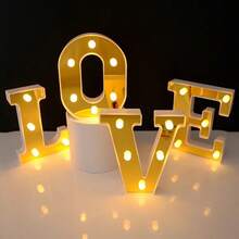26 Letter LED Lights Luminous Number 0-9Lamp Wedding Birthday Christmas Decoration Decoration Night Light Party Bedroom 16CM Height (Without Battery) - Gold - View 2