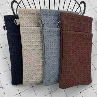 皮革双口袋眼镜盒，磁扣设计，便携式收纳袋，可收纳太阳镜、近视眼镜、老花镜