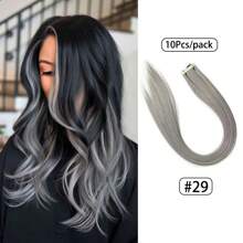 10 piezas de extensiones de cabello postizas para mujeres, 24 pulgadas de cabello sintético Kanekalon liso, no se destiñen, sin costuras e invisibles para todo tipo de cabello, 10 piezas/paquete, 35g
