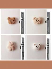 1pc Cute Bear Design Wall Protector, Soft Bumper Door Handle Collision Guard For Baby & Kids Room Decor, Bedroom