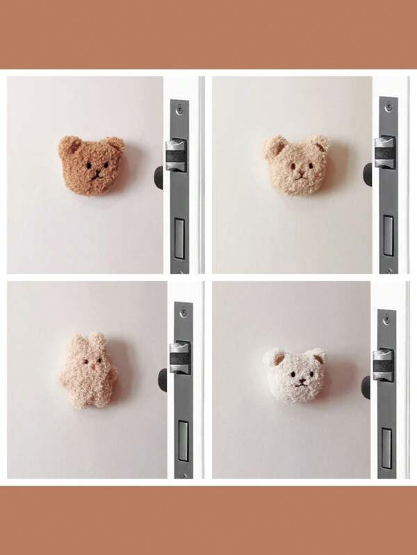 1pc Cute Bear Design Wall Protector, Soft Bumper Door Handle Collision Guard For Baby & Kids Room Decor, Bedroom