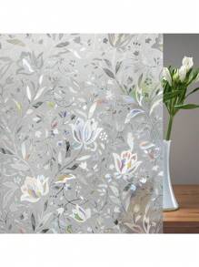 1m/3m Rainbow Tulip 3D Window Film, Privacy Window Film, Decorative Colored Glass Window Film, Anti-UV Glass Sticker, Suitable For Rental Homes, Balcony, Bedroom Translucent Windows, DIY Glass Film, No-Glue Glass Film