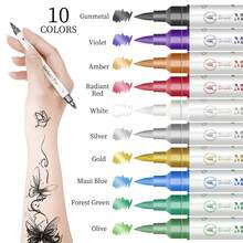 1pc Temporary Dual-Headed Painting Brush, 10 Colors, Washable, Skin Drawing Pattern Marker Pen - Double Head Tattoo Pen - View 13