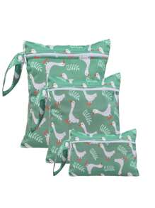 3pcs Cartoon Pattern Baby Diaper Wet Dry Bag/Storage Bag, Baby Bath Decor, Family Gift, Random Pattern Distribution