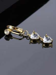 CIZME 1 件装非穿孔肚脐环，带圆形方晶锆石，假性感肚脐环，女士不锈钢心形蝴蝶形肚脐环