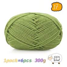 300g 100% reine Strickwolle, ideal für handgemachte Pullover, Mützen, Schals zum Warmhalten im Herbst/Winter, 1 Stück = 6 Knäuel = 300g