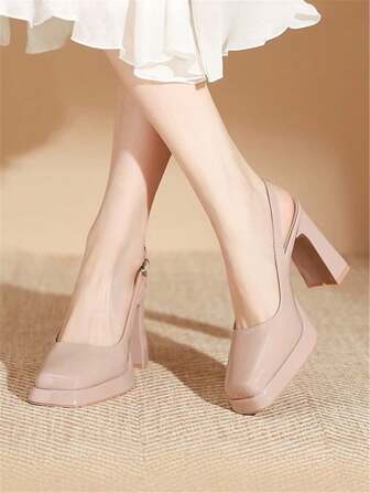 Elegant And Fashionable Patent Leather Waterproof Platform High Heel Sandals