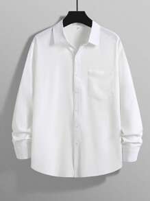 White Men Dress Shirts Solid Color Long Sleeves Button Up Shirt Men,For Office Meetings,For Weddings And Party,For Father's Day,For Boyfriend Gifts,Suitable For All Seasons