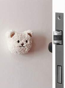 1pc Cute Bear Design Wall Protector, Soft Bumper Door Handle Collision Guard For Baby & Kids Room Decor, Bedroom