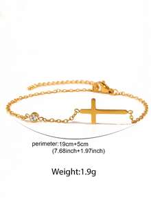 1pc Simple Cross Pendant Rhinestone Bracelet Suitable For Women Daily, Date And Party Wear - Bracelet - View 4