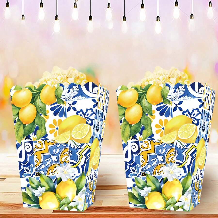 Bộ 6 hộp đựng đồ ăn nhẹ bằng gốm hình chanh, hộp đựng bỏng ngô ngọt, khay đựng bánh quy, túi đựng kẹo, quà tặng nhỏ cho tiệc sinh nhật, hộp đựng đồ ăn nhẹ, hộp đựng kẹo và bánh quy, thích hợp để trang trí tiệc hoặc sinh nhật. - Nhiều màu - Xem 1