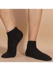5/10/20 Pairs Solid Black & White Knee-High Socks, Breathable Short Socks For Spring, Summer And Autumn