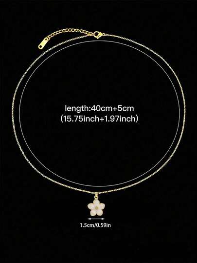 5colors Fashionable Sweet Five-Petal Flower Charm Teen Girls Summer Clavicle Necklace With Stainless Steel Chain For Exquisite Cute Street Party Travel Holiday Summer Beach Vacation Accessory Gift For Daily Versatile Jewelry