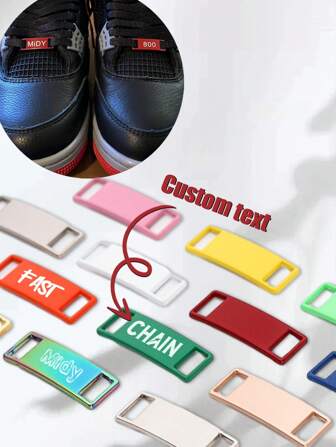 Gepersonaliseerde schoenveterlabels, gepersonaliseerde schoengespen met naam, unisex schoenaccessoires om zelf te maken, blanco gepersonaliseerde metalen hardloopschoenvetercadeaus, geschikt als gepersonaliseerd cadeau voor trailrunners als decoratie/schoenaccessoires, inspirerende schoenveterbedels