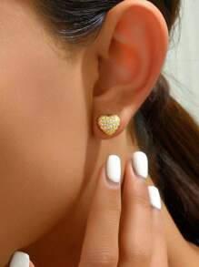 1 par de Delicados y lujosos aretes de corazón brillante de plata de ley 925, sencillos y elegantes para mujer, regalos de joyería fina, regalos para fiestas de graduación, cumpleaños, citas