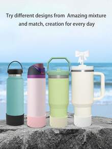 4 件/3 件硅胶螺旋纹理杯套，蝴蝶结吸管盖适合 10 毫米/0.39 英寸吸管，卡通可爱设计，防滑防摔降噪，兼容 、蝴蝶吊坠配件、运动水壶配件套装、生日礼物、返校用品 - 彩色 - 查看 9