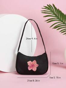 1 حقيبة كتف أسلوب غربي أميرية، أنيقة وأنثوية، بتصميم أزهار بسيطة، تصميم نمطي جديد وجذاب، مناسبة للتسوق اليومي وحفلات عيد الميلاد، مع غلق سحاب، ومناسبة كهدية للأصدقاء