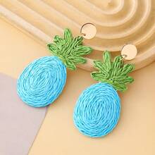 1 Pair Handmade Raffia Pineapple Earrings - Multicolor - View 5