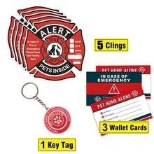 9pcs/Set Pet Alert Tool(Includes 5pcs Pet Alert Stickers,1pc Key Tag,3 Pcs Wallet Cards),Warning Emergency Fire Rescue Stickers Waterproof Decals,Save Our Cats/Dogs In An Emergency Fire Situation, Firefighters Will Use The Alert Stickers To Save Our Family From A Window, Door Or House