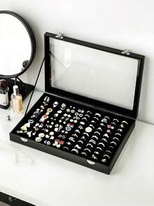 4/1pc Can Hold 100 Ring Jewelry Boxes, Ring Display Box Storage Box With Transparent Cover, Ring Rack Display Cabinet For Store Jewelry Display, Ring Storage Box For Jewelry Rings And Earrings - Ring Storage Box - View 2