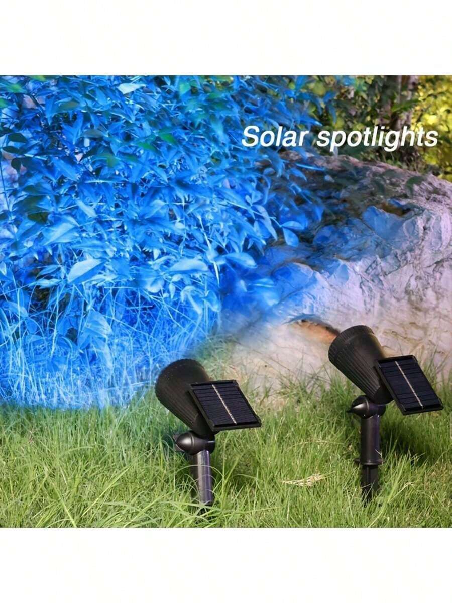 1pc Solar Spotlight, 9 LEDs, 3 Lighting Modes (White, Warm White, Colorful), Suitable For Yard, Porch, Path, Garden Outdoor Lighting, Solar Lights Outdoor