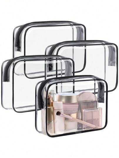 1pc Fashion Minimalist Toiletry Bag Set, EVA Wash Bags & Cosmetic Pouch With Zipper - Transparent & Durable Unisex Organizer For Travel, Back To School, Beach Vacation, Carry-On Airplane Essentials, 1-Quart Size Waterproof C,For Holiday Beach, Bathroom Collection, Bedroom Collection, Large Capacity