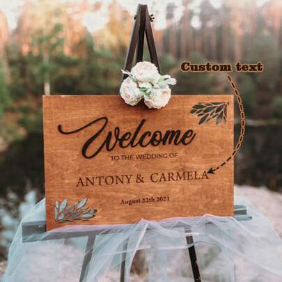 Personalized Welcome Wedding Sign With Guest Book - Custom Wedding Party Sign - Modern Wedding Decor - Engagement Party Gift For Couple,Multi-Functional,Durable,Ornamental,Reusable,Exquisite,Stylish,High-Quality,Colorful,Modern,Custom,Personalized,Unique,Ideal Gifts For Him,Ideal Gifts For Her,Boyfriend,Dad,Girlfriend,Mom,Family,Friends,Tea Room,Home,Garden,Office,For Anniversaries,For Valentine's Day,For Mother's Day,For Birthdays,For Father's Day,For Graduation,For Weddings,For Housewarming,Home Decor,Home Decor,Home Harmony