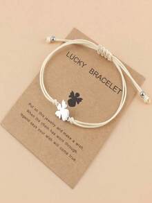 ZIRUISP 1pc Stainless Steel Little Angel Bracelet Adjustable Wax Line Braided Jewelry Bracelet Couple/Friend Matching Rope Color Hand Chain , Delicate Hand Chain For Daughter/Girlfriend, Symbolize Love & Friendship Gift