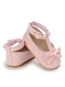 Newborn Infant Girl Princess Shoes, Fashion Bowknot Mary Jane Shoes, Non-Slip Rubber Soles, Infant Toddler Girl Flats