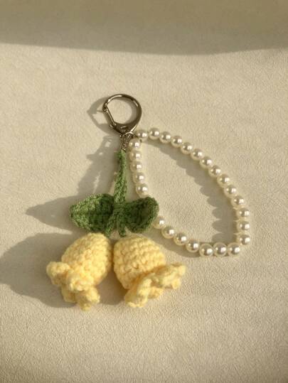 Handcrafted Bell Flower Pendant Suitable For Handbag Keychain Decor Summer Bracelet Crochet Floral Bridesmaid Gifts Lanyard