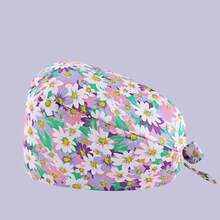 1 Stück Damen Kappe aus Baumwolle-Polyester-Material mit Ditsy Blumen, Herz- und Tiermuster V-Ausschnitt, antibakteriell und staubgeschützt, geeignet für Krankenschwestern, Kosmetiker, Reinigungspersonal in medizinischen Einrichtungen und Haushaltsreinigung - Verschiedenfarbig - Übersicht 19