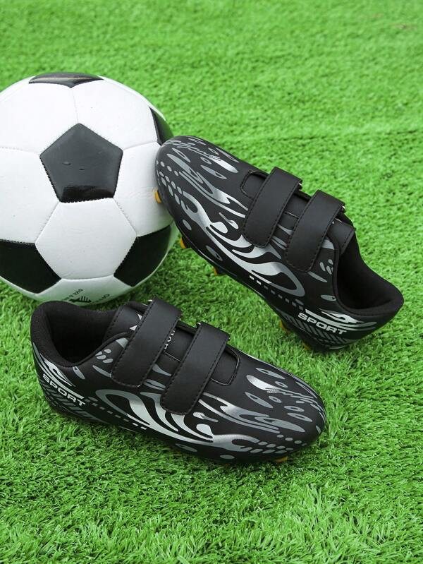 1 Paar Kleinkind Kinder weiche Sohle rutschfeste Klettverschluss Fußballschuhe, Schul-Campus Schüler Training Match Spezial Sneaker, geeignet für alle Jahreszeiten