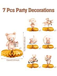 7 Peças Centros de Mesa em Favo de Mel de Ursinho Marrom, Centros de Mesa, Suprimentos para Festa de 1st Aniversário, Suprimentos para Festa de Chá de Bebê, Decoração de Bottom para Festa de Aniversário, Decoração de Mesa, Decoração para Festa de Revelação de Gênero