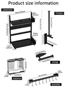 1/5 pièces Étagère de rangement pour épices et divers dans la cuisine, Porte-bouteilles d'assaisonnement de grande capacité pour armoire, Porte-baguettes, Crochets pour ustensiles de cuisine, Organisateur de papier essuie-tout et film alimentaire, Installation sans perçage, Accessoires de cuisine, Décoration d'intérieur
