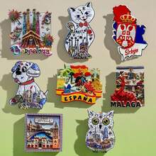 1pc Spanish Travel Souvenir Creative Painted Magnetic Architecture Fridge Magnet Home Decor - Multicolor - View 1