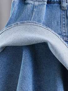Tween Girls' Summer Versatile Denim Mini Skirt, Fashionable For Summer