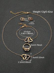 6pcs/Set Women Elegant Quartz Pearl Watch Bracelet Set With Heart-Shaped Cubic Zirconia Necklace Ring Earrings, Gift For Mother's Day, Teachers' Day, Thanksgiving, Student Graduation & Birthday, No Box
