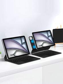 Casing Pelindung Keyboard Portugis Kompatibel dengan iPad Air 11/13 Inci M3/2025/A16 (Generasi ke-10), dan Casing Pelindung Keyboard Kompatibel dengan iPad Pro 11/12.9 Inci/13 Inci M4/M2 (Generasi ke-6/Generasi ke-5/Generasi ke-4), Mendukung Fitur Multi-Touch Nirkabel Cerdas, Lampu Latar, dan Adsorpsi Magnetik, Warna Hitam. - Portugis Hitam - View 12