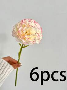 6pcs Short Stem Artificial Carnation Flowers, Lifelike Carnations | Polyester Material | Flexible Iron Wire Stem | Suitable For Home Decor, Living Room, Kitchen, Dining Table, Holidays, Weddings, Engagements, Office Decorations, Valentine's Day, Thanksgiving, Mother's Day, Spring/Summer Decorations