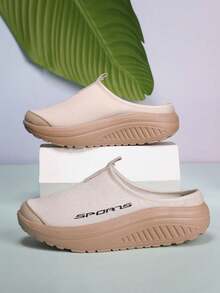 女士运动鞋，新款网眼透气女士超轻减震运动休闲鞋，时尚百搭一脚蹬穆勒鞋，适合室内、室外、夏季，乐福鞋 - 卡其色 - 查看 17