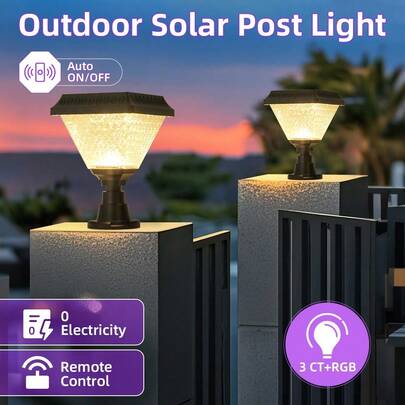 Solar Powered Pathway Lights, IP65 Waterproof Outdoor Pillar Lamp With Timer & Remote Control, Adjustable Lighting, Vintage Landscape Decoration, Easy Installation For Street, Wall, Gate, Garden, Parking Lot, Corridor, Patio, Flowerbed, Campsite, Outdoor Table