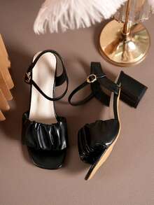 2025 Comfortable 6cm High Heel Prom Party Sandals, Versatile Fashion - Black - View 4