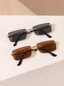 1/2/3 PCS Women's Metal Rimless Small Rectangle Fashion Eyewear For Nissan Outing And Wearing For Summer Beach Vacation,Outdoor,Travel Shades Fashion Glasses Casual Style Rectangle Frame For Going Out Outfit,Back To School
