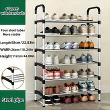 1pc 4-8 Tier Multi-Function Metal Shoe Rack, Space-Saving Entryway/Dorm Shoe Organizer, Easy Assembly Independent Storage Shelf, Adjustable Tier Heights For Shoes, Boots And Sneakers, Sturdy Metal Frame, Modern Minimalist Design, Compact And Versatile For Small Apartments And Hallways - Multicolor - View 11